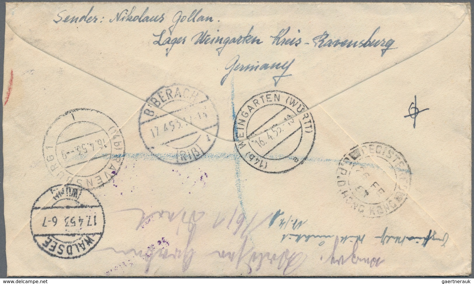 China - Incoming Mail: 1953, Incoming Mail: Federal Republic Of Germany, 10 Pf And 60 Pf Posthorn On - Otros & Sin Clasificación