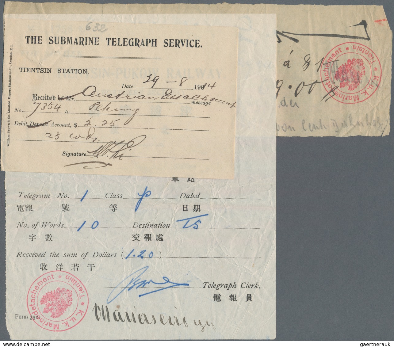 China - Fremde Postanstalten / Foreign Offices: Austria, 1910/20: Trisected Circle "K.u.K. MARINEDET - Sonstige & Ohne Zuordnung