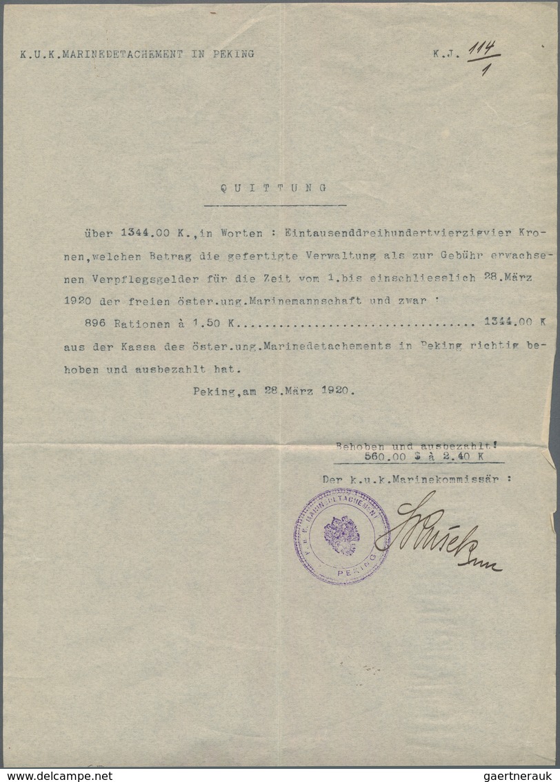 China - Fremde Postanstalten / Foreign Offices: Austria, 1910/20: Trisected Circle "K.u.K. MARINEDET - Sonstige & Ohne Zuordnung