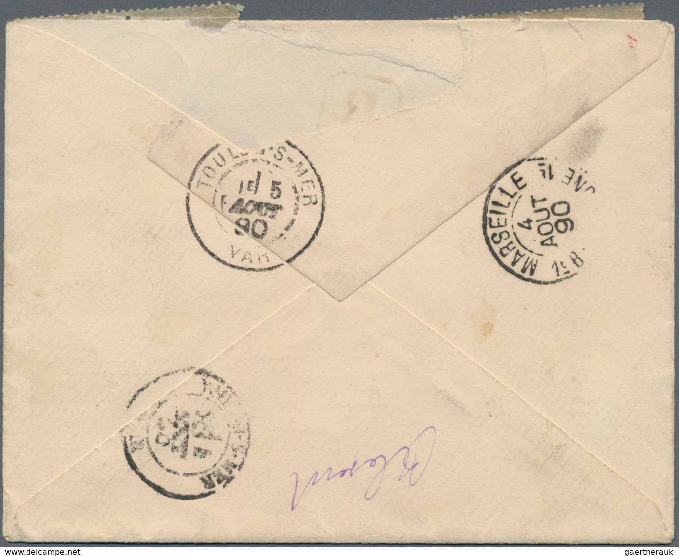 China - Fremde Postanstalten / Foreign Offices: France, 1890, Registered Envelope To Toulon/France B - Andere & Zonder Classificatie