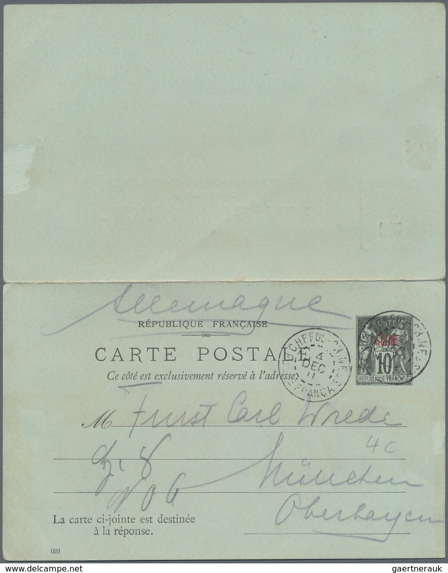 China - Fremde Postanstalten / Foreign Offices: France, 1901, UPU Reply Card 10 C. Canc. "CHEFOU 4 D - Sonstige & Ohne Zuordnung