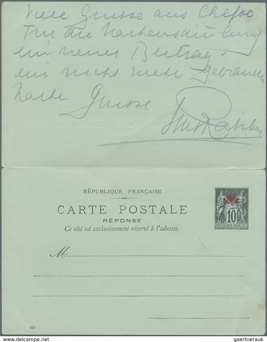 China - Fremde Postanstalten / Foreign Offices: France, 1901, UPU Reply Card 10 C. Canc. "CHEFOU 4 D - Sonstige & Ohne Zuordnung