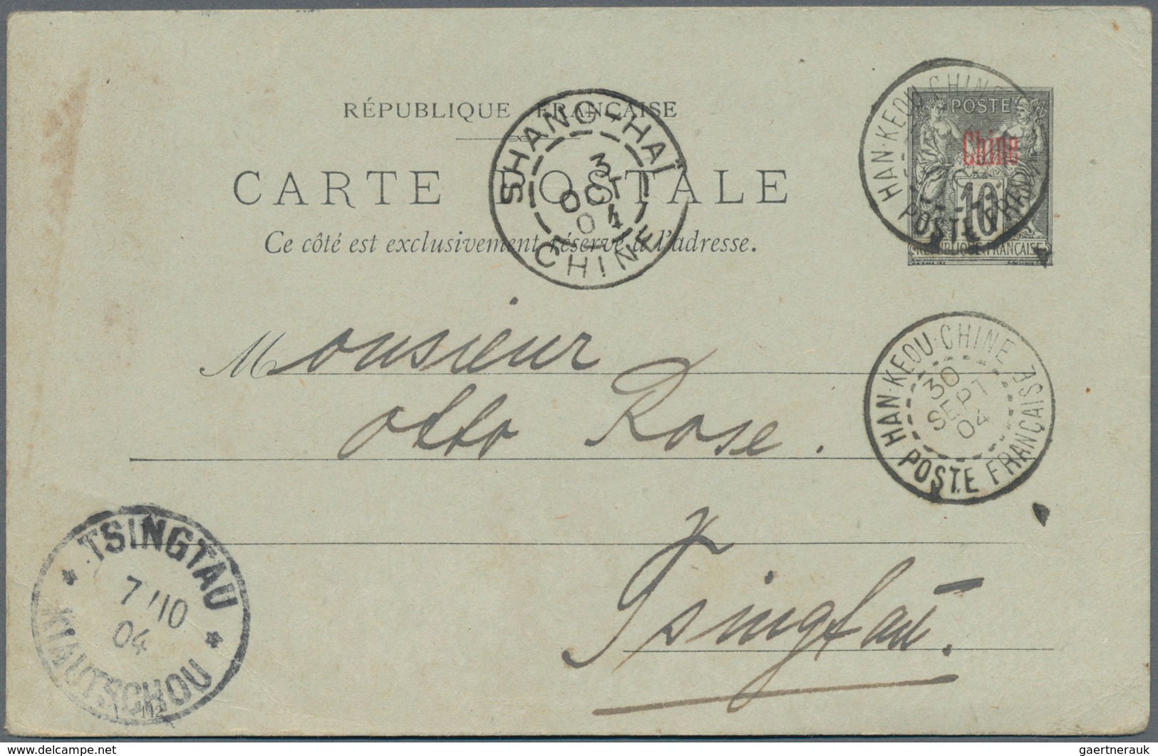 China - Fremde Postanstalten / Foreign Offices: France, 1904, Card 10 C. Canc. "HANKEOU 30 SEPT 04" - Sonstige & Ohne Zuordnung