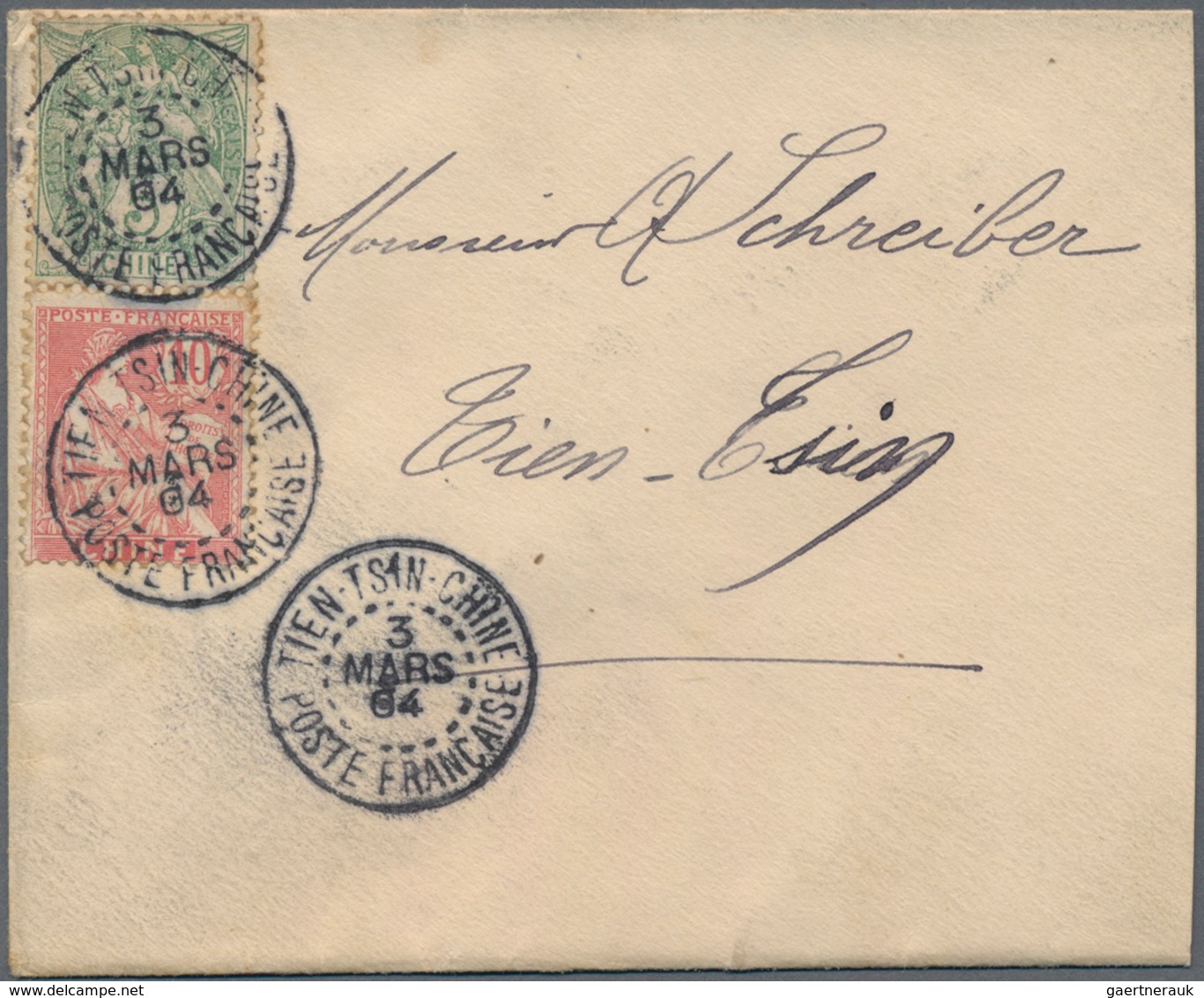 China - Fremde Postanstalten / Foreign Offices: France, 1904, 5 C. And 10 C. Mixed-issues Franking T - Sonstige & Ohne Zuordnung