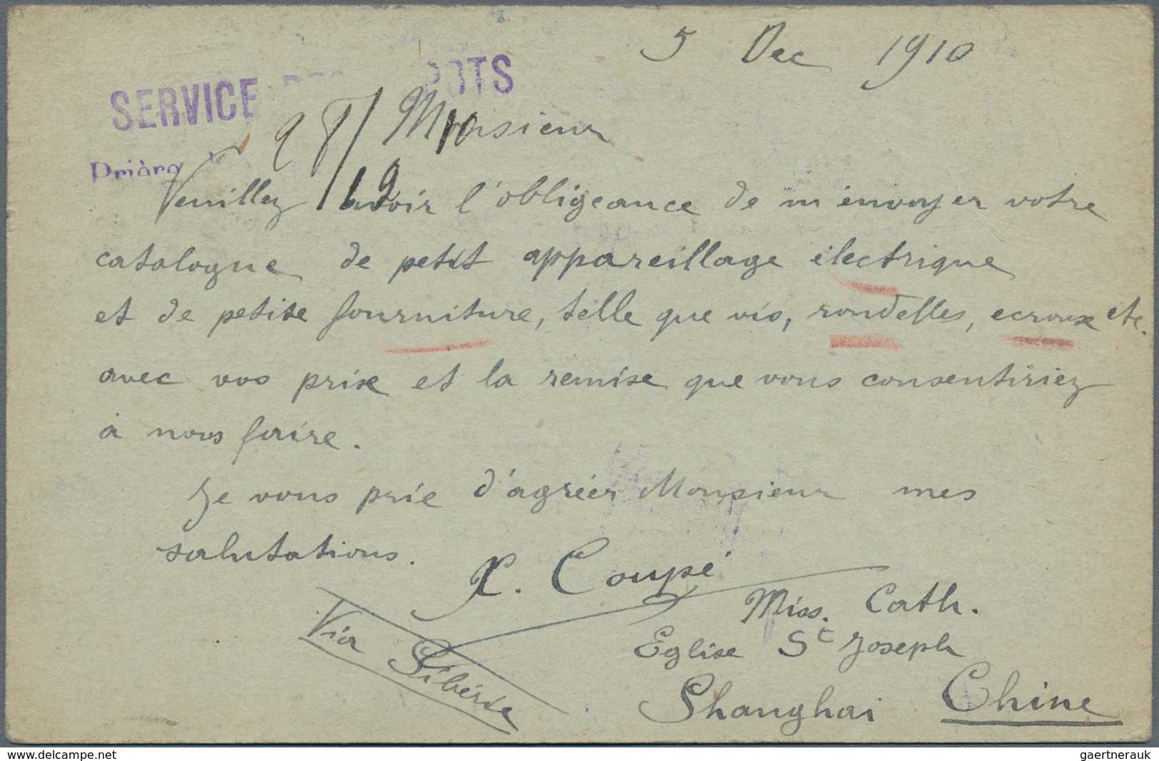 China - Fremde Postanstalten / Foreign Offices: France, 1910, UPU Card 10 C. Tied "PEKING I.J.P.O. . - Sonstige & Ohne Zuordnung