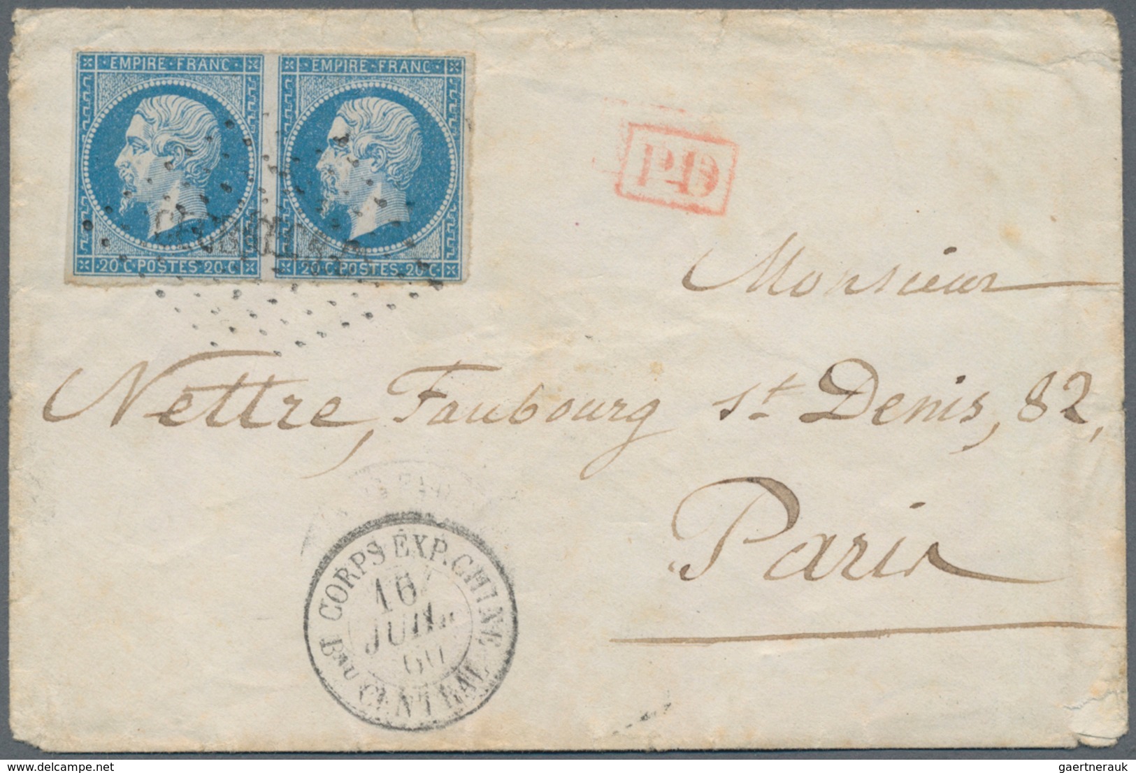 China - Fremde Postanstalten / Foreign Offices: French Military Office, 1860, Napoleon Imperf. 20 C. - Sonstige & Ohne Zuordnung