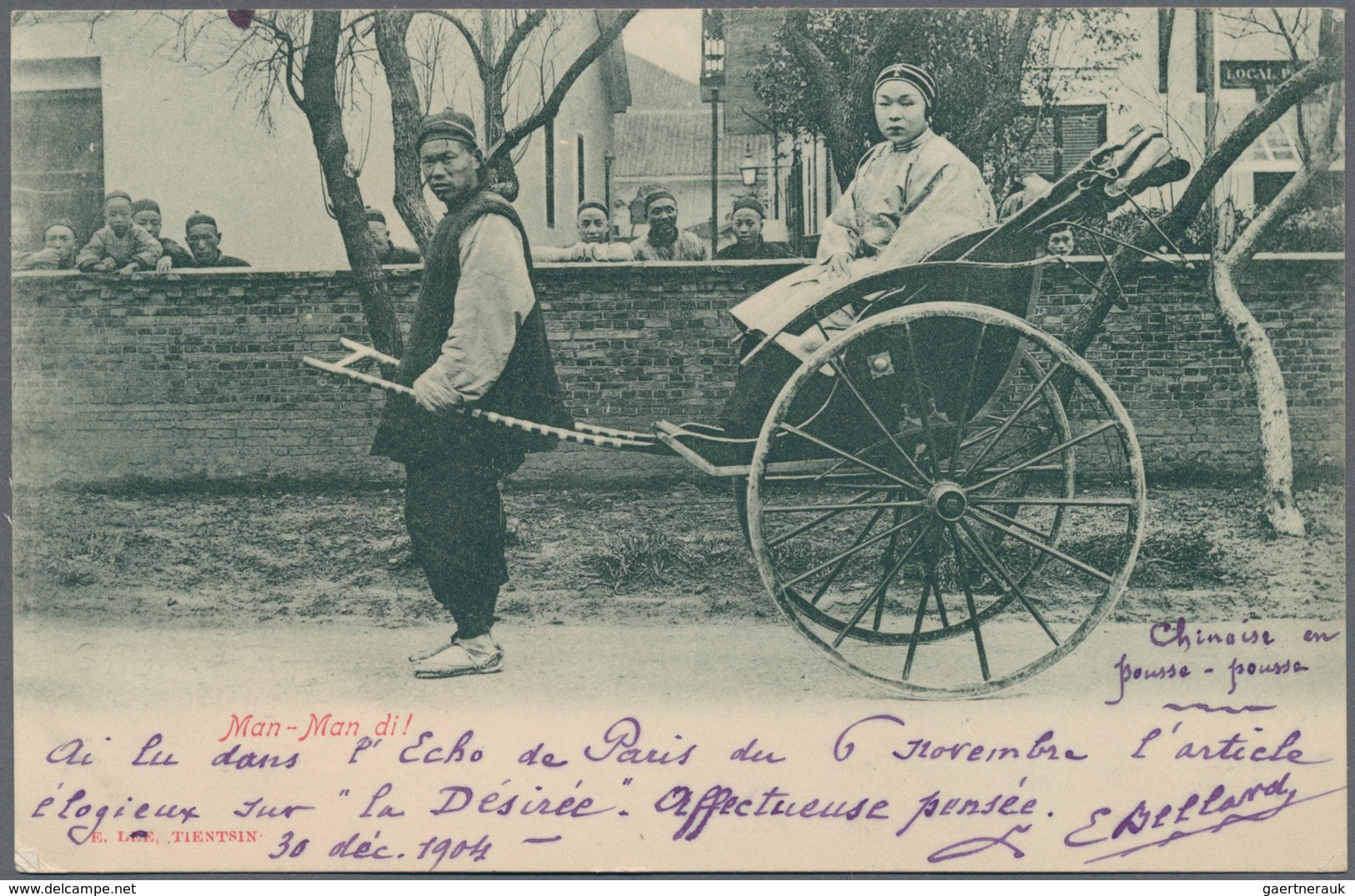 China - Fremde Postanstalten / Foreign Offices: 1904, 5 C. Green Horiz. Pair Tied "TIENTSIN 30 DEC 0 - Sonstige & Ohne Zuordnung