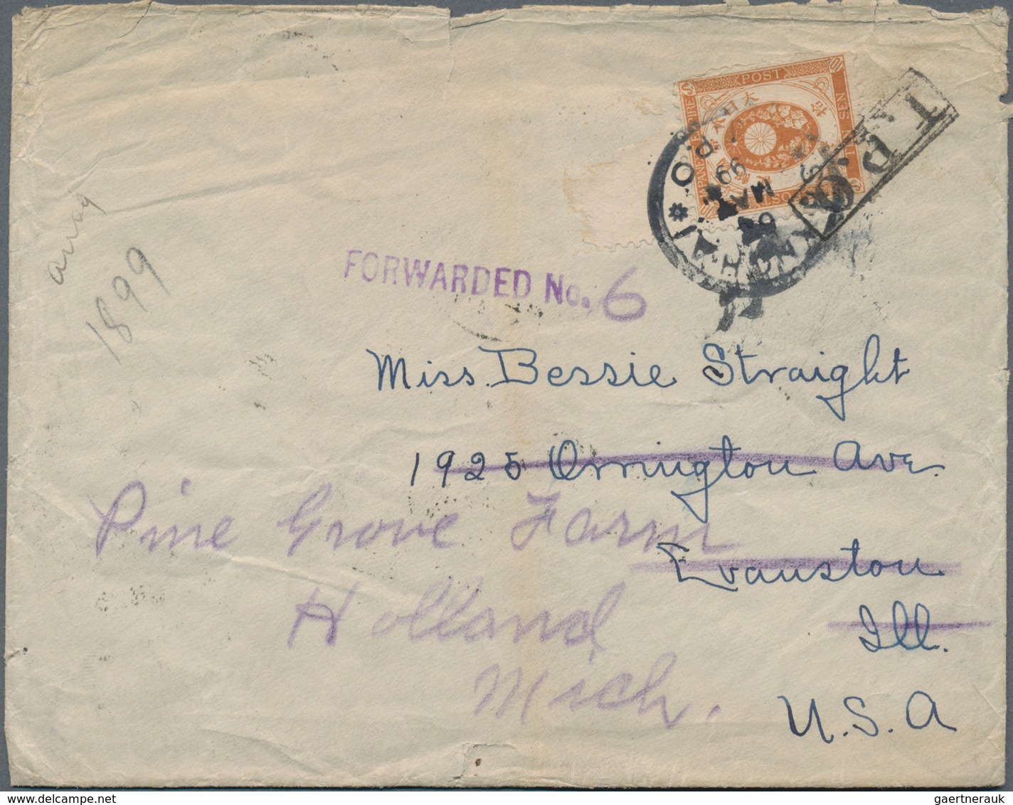 China - Fremde Postanstalten / Foreign Offices: 1899, Letter Franked With 10 Sen Koban Tied By SHANG - Sonstige & Ohne Zuordnung