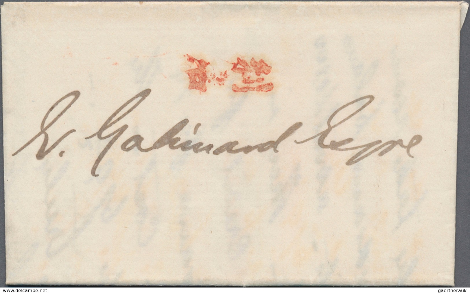 China - Besonderheiten: 1857, Stamp-less Folded Envelope Written From Shanghai Dated '24th Sept. 57' - Sonstige & Ohne Zuordnung