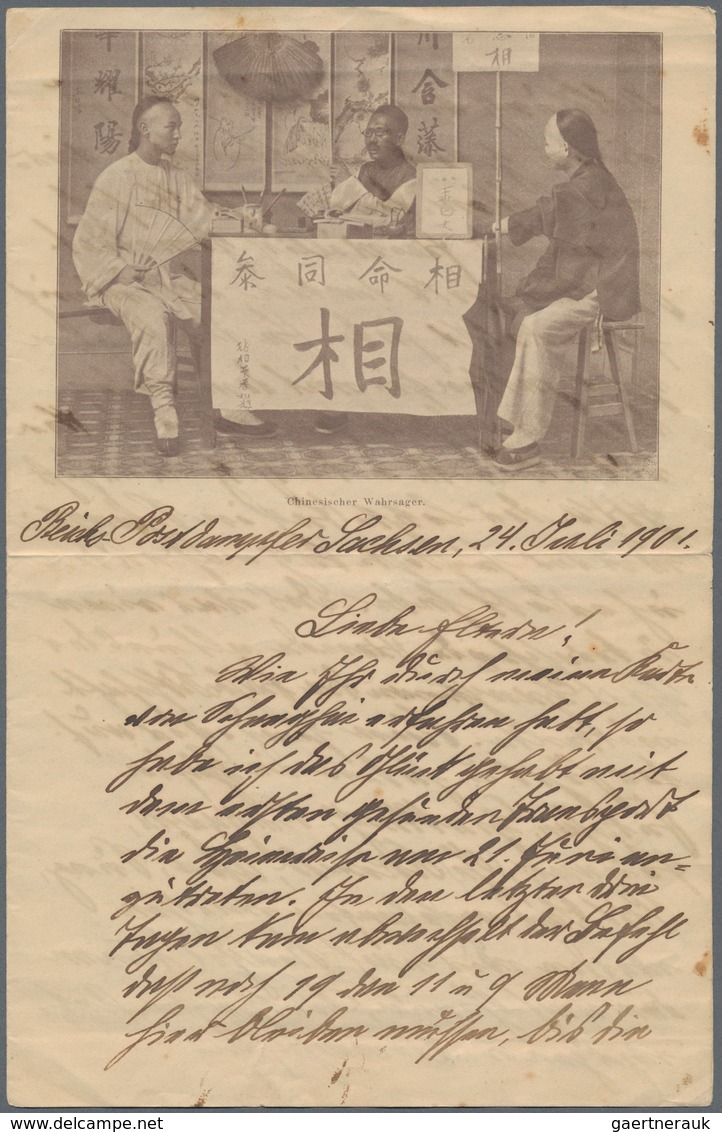 China - Besonderheiten: 1901 (ca.): A rare correspondence from a German in China during the Boxer Re