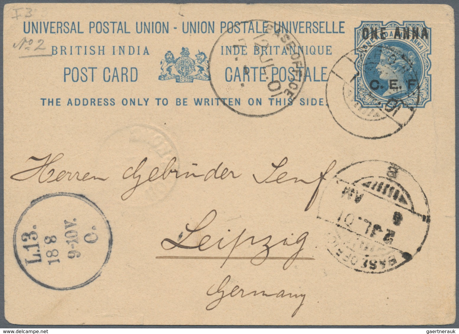 China - Besonderheiten: 1901-02 Indian China Expeditionary Force: Indian Postal Stationery Card 1a. - Otros & Sin Clasificación
