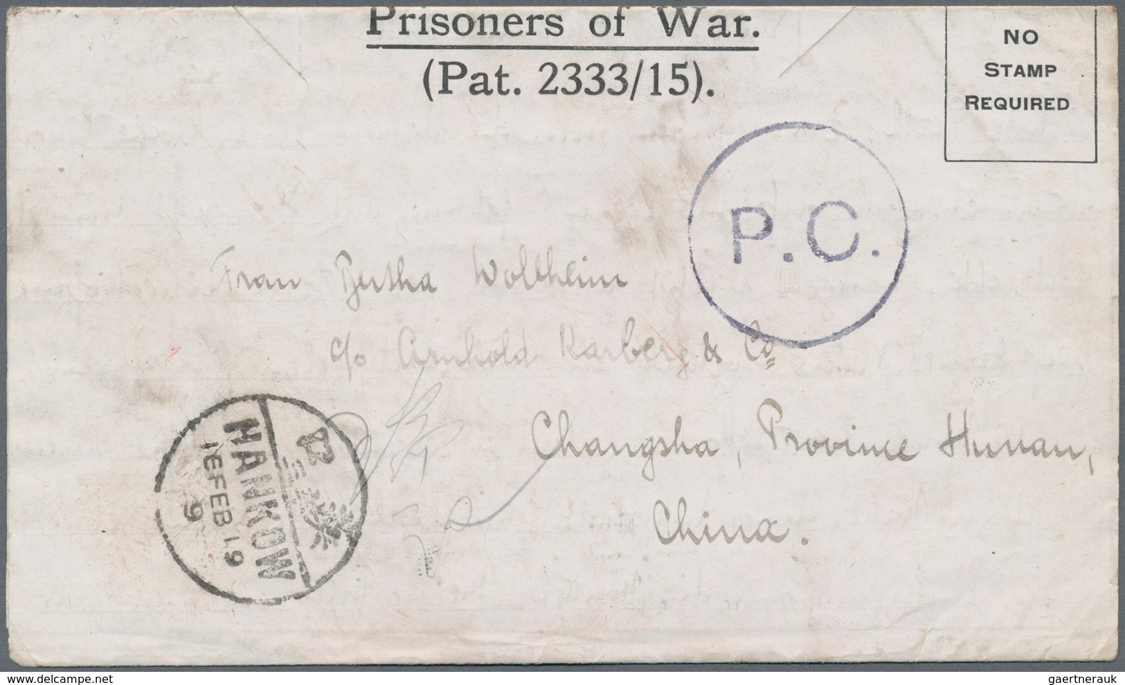 China - Besonderheiten: 1918. Prisoner Of War Folded Letter Envelope Headed 'Prisoners Of War' With - Otros & Sin Clasificación