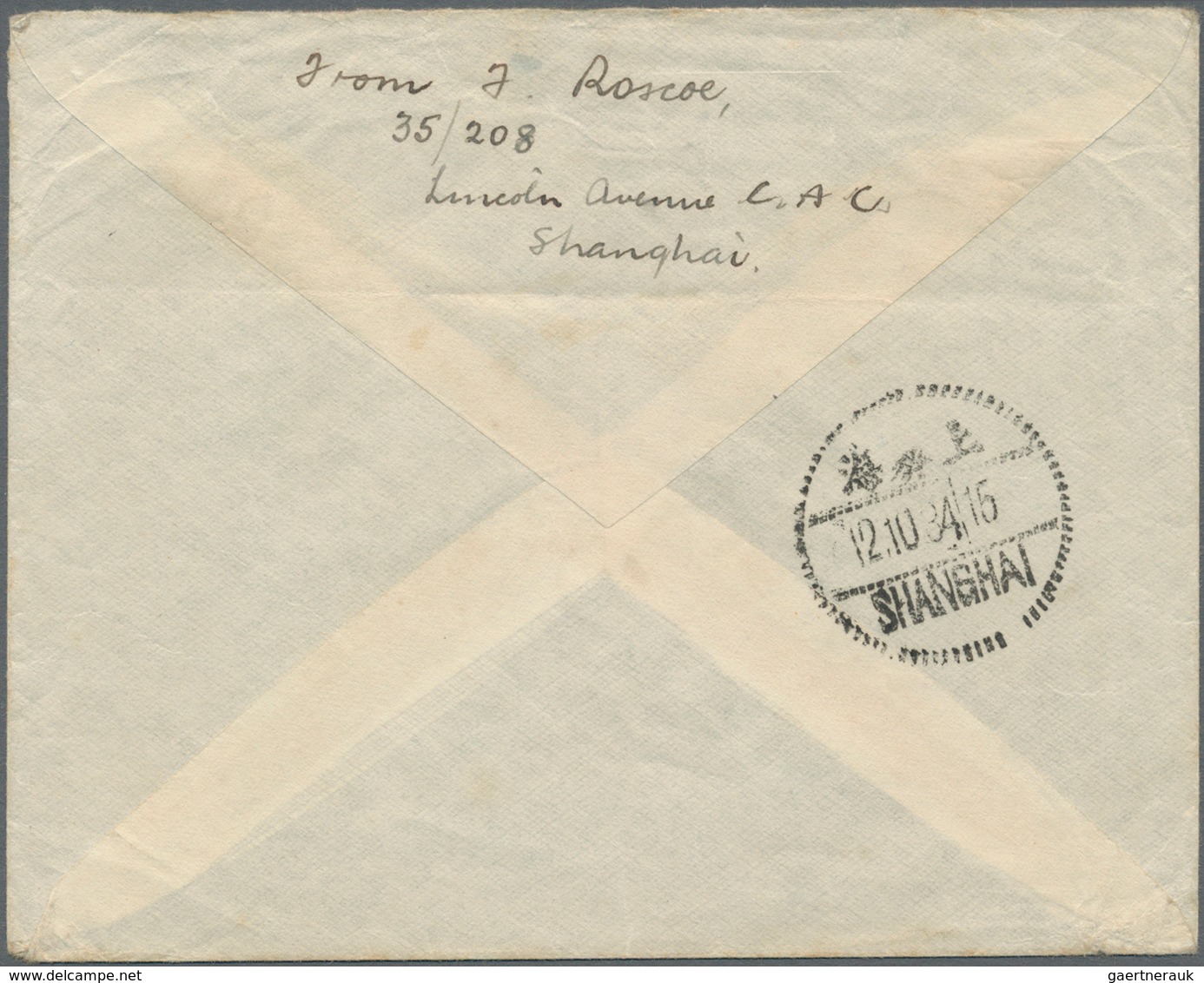 China - Besonderheiten: 1945, INTERNEE SPECIAL AIRMAIL, Stampless Airmail-cover From Japanese Intern - Sonstige & Ohne Zuordnung