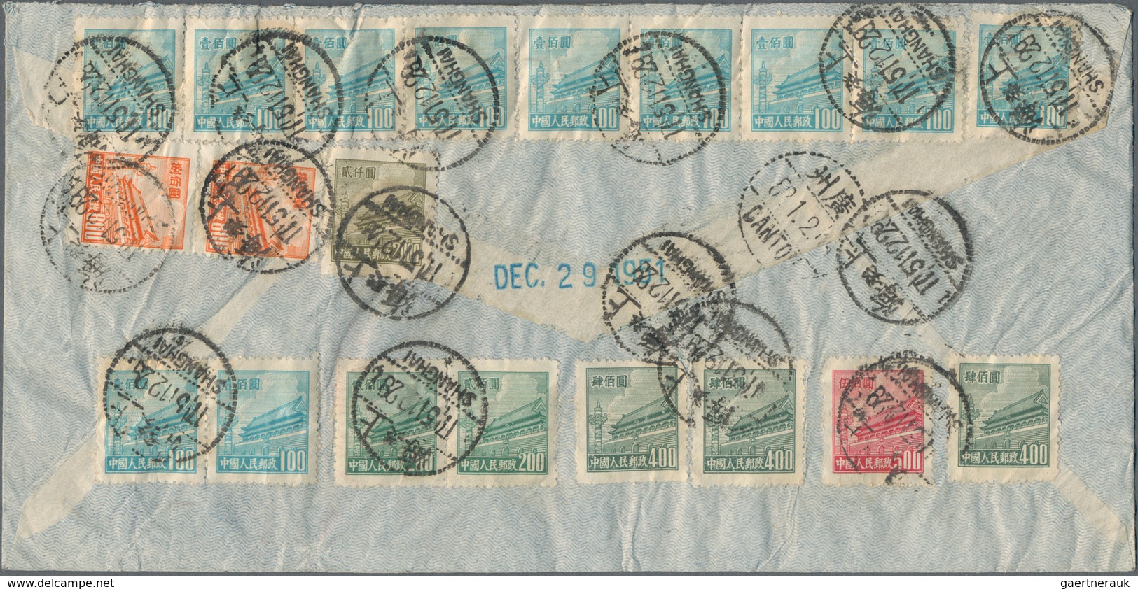 China - Volksrepublik: 1950/51, Airmail Envelope Addressed To Holland, Bearing Sixteen Tiananmen Dif - Other & Unclassified