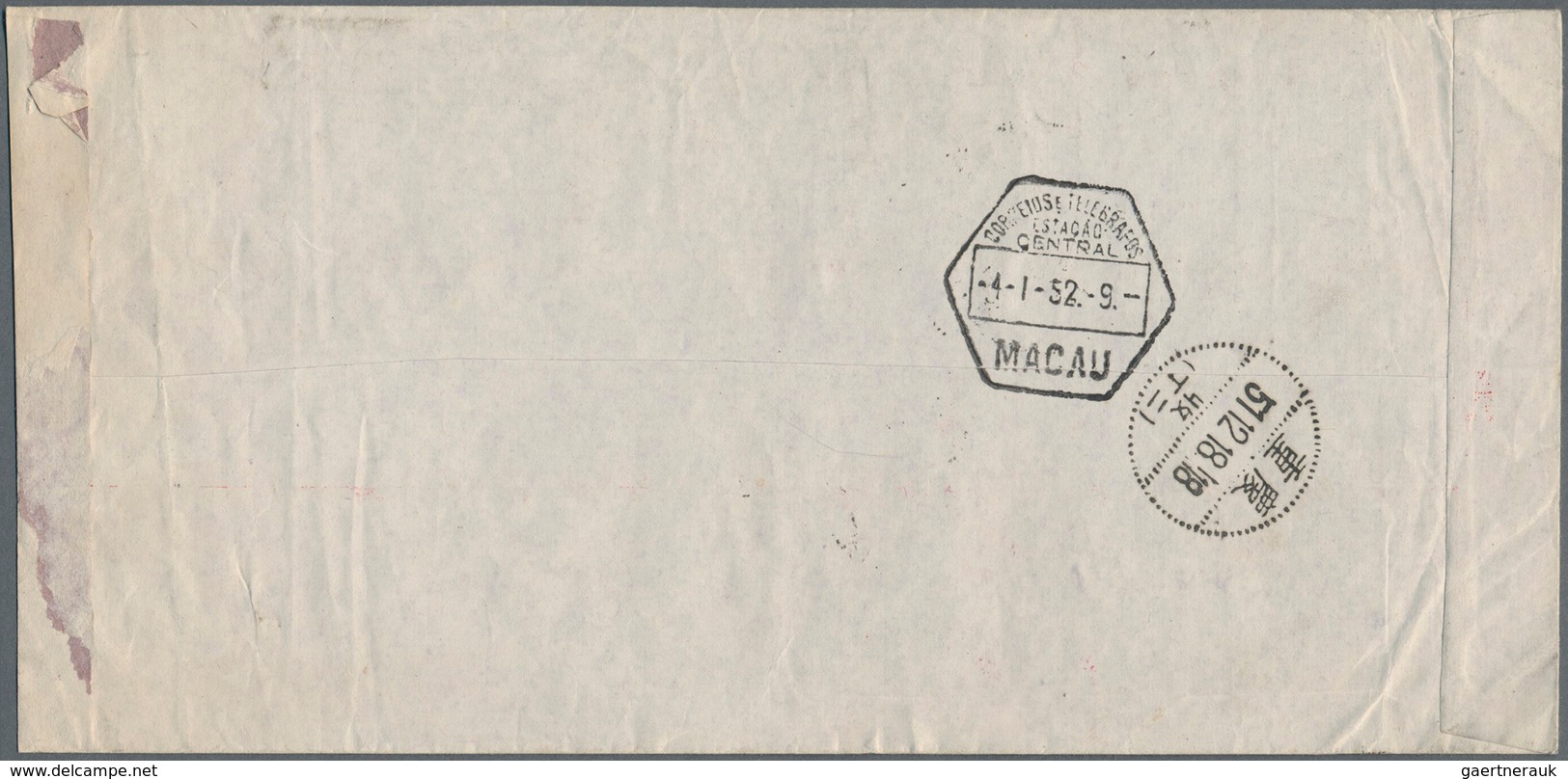 China - Volksrepublik: 1951, KPC 30 Years $400, $500 Tied "Chungking 51.12.18" To Cover To Macao, Tr - Sonstige & Ohne Zuordnung