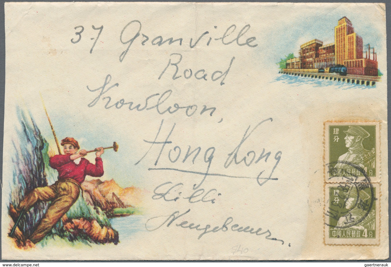 China - Volksrepublik: 1953/60, illustrated covers used to Hong Kong (18, mostly surface) or to Russ