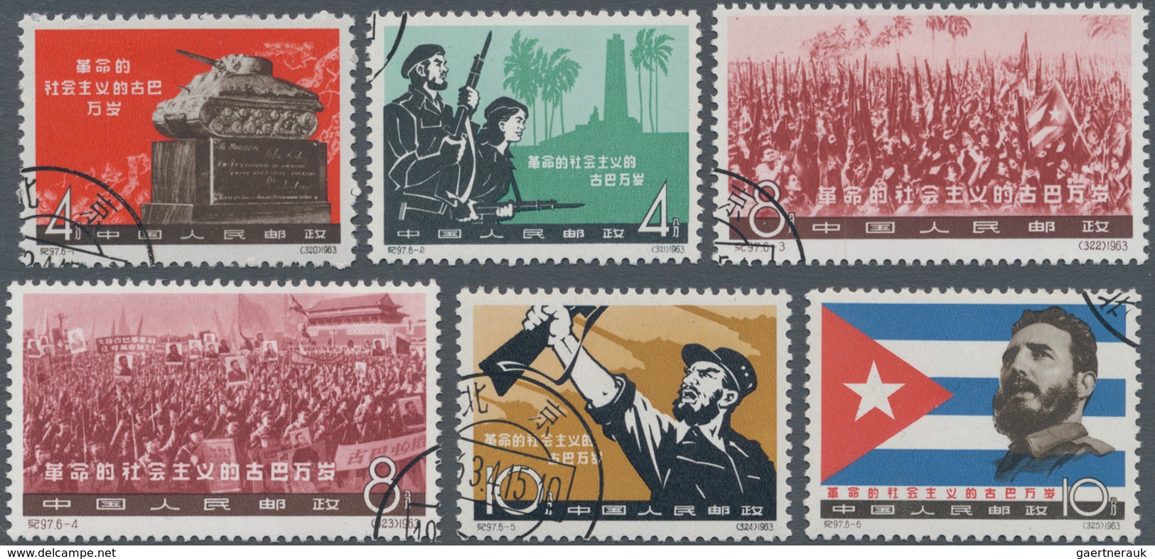 China - Volksrepublik: 1963, 4th Anniv Of Cuban Revolution (C97), Two Sets Of 6, MNH And CTO Used, M - Autres & Non Classés