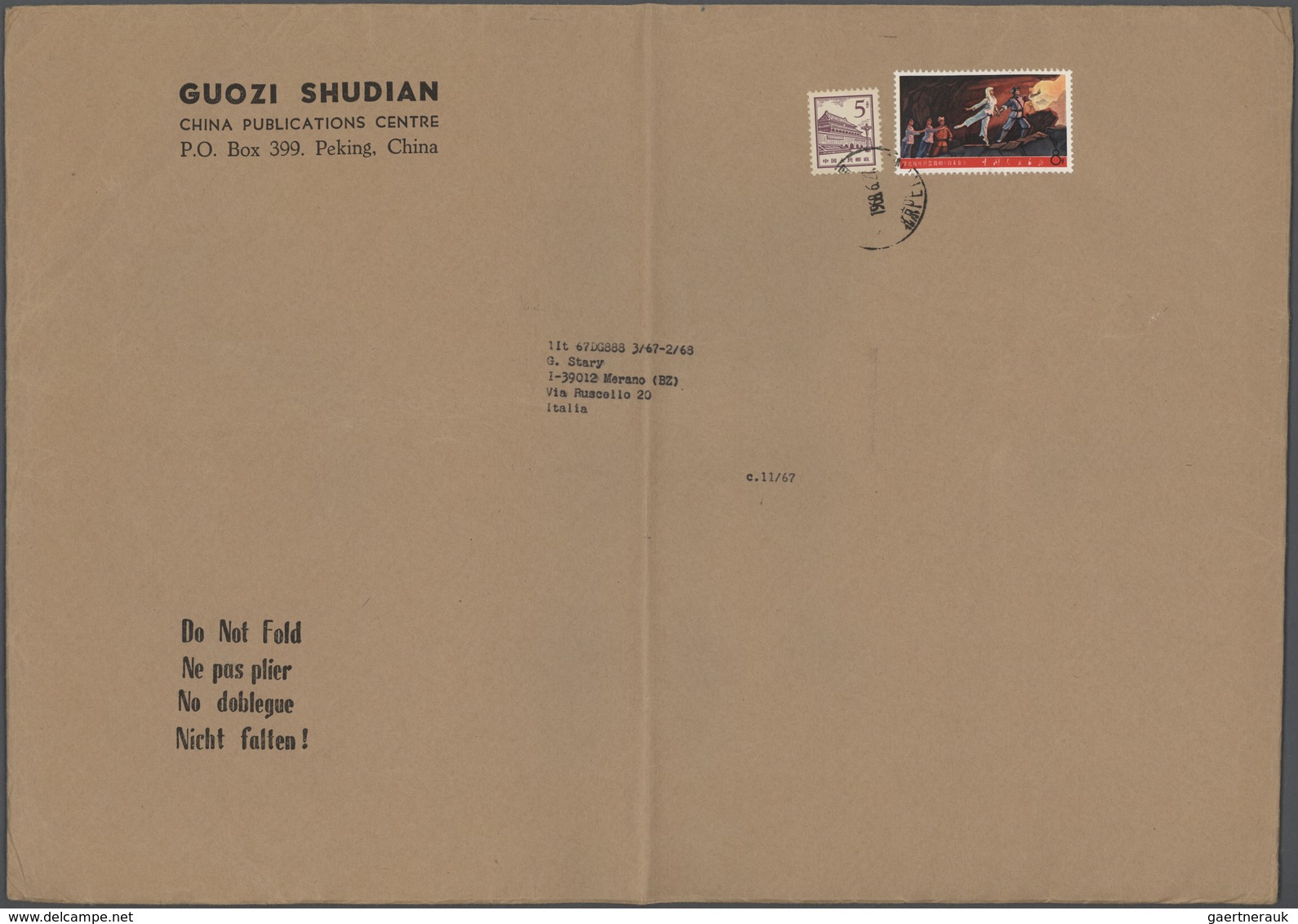 China - Volksrepublik: 1967-68, Three Large Format Air Mail Covers To Italy Bearing Mao Issues Inclu - Sonstige & Ohne Zuordnung