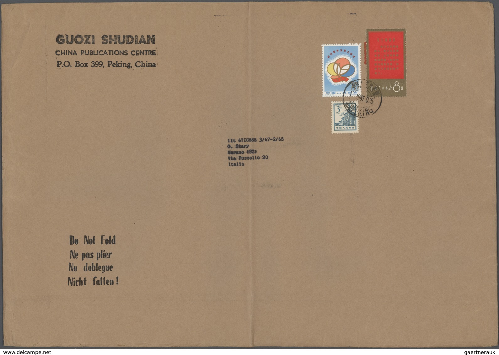 China - Volksrepublik: 1967-68, Three Large Format Air Mail Covers To Italy Bearing Mao Issues Inclu - Sonstige & Ohne Zuordnung