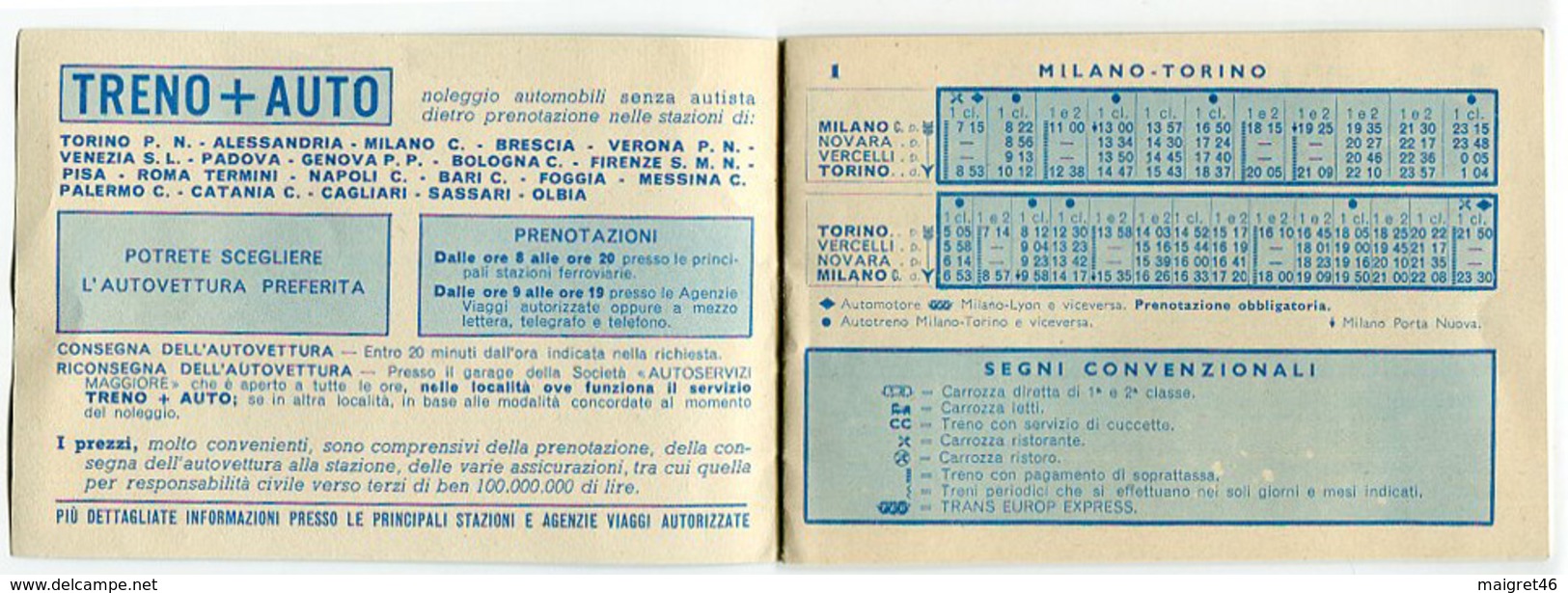 LIBRETTO PRINCIPALI COMUNICAZIONI E ORARI FERROVIA E CAROZZE DIRETTE A MILANO ANNO 1960 TRENO - Collezioni