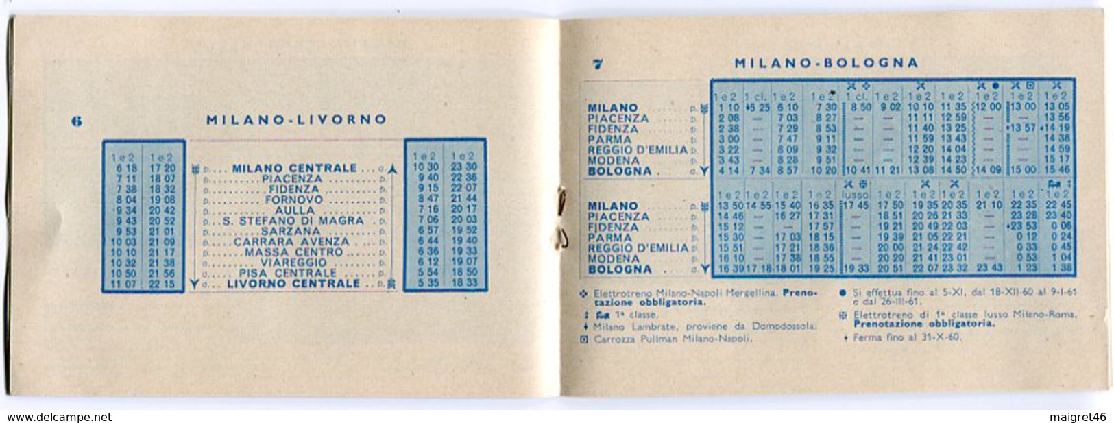 LIBRETTO PRINCIPALI COMUNICAZIONI E ORARI FERROVIA E CAROZZE DIRETTE A MILANO ANNO 1960 TRENO - Collezioni