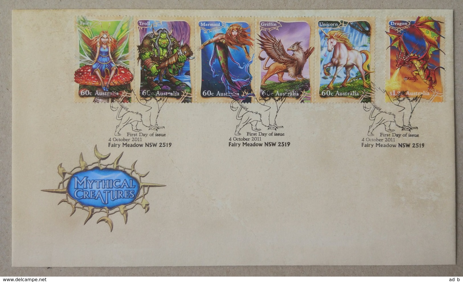 Australia 2011. Mythical Creates. 2 FDCs (Stamp Set, SS) - Fiabe, Racconti Popolari & Leggende