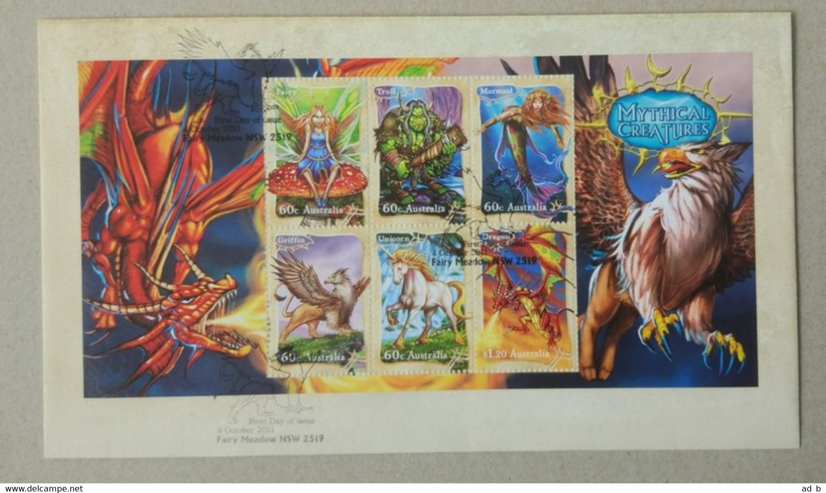 Australia 2011. Mythical Creates. 2 FDCs (Stamp Set, SS) - Fiabe, Racconti Popolari & Leggende