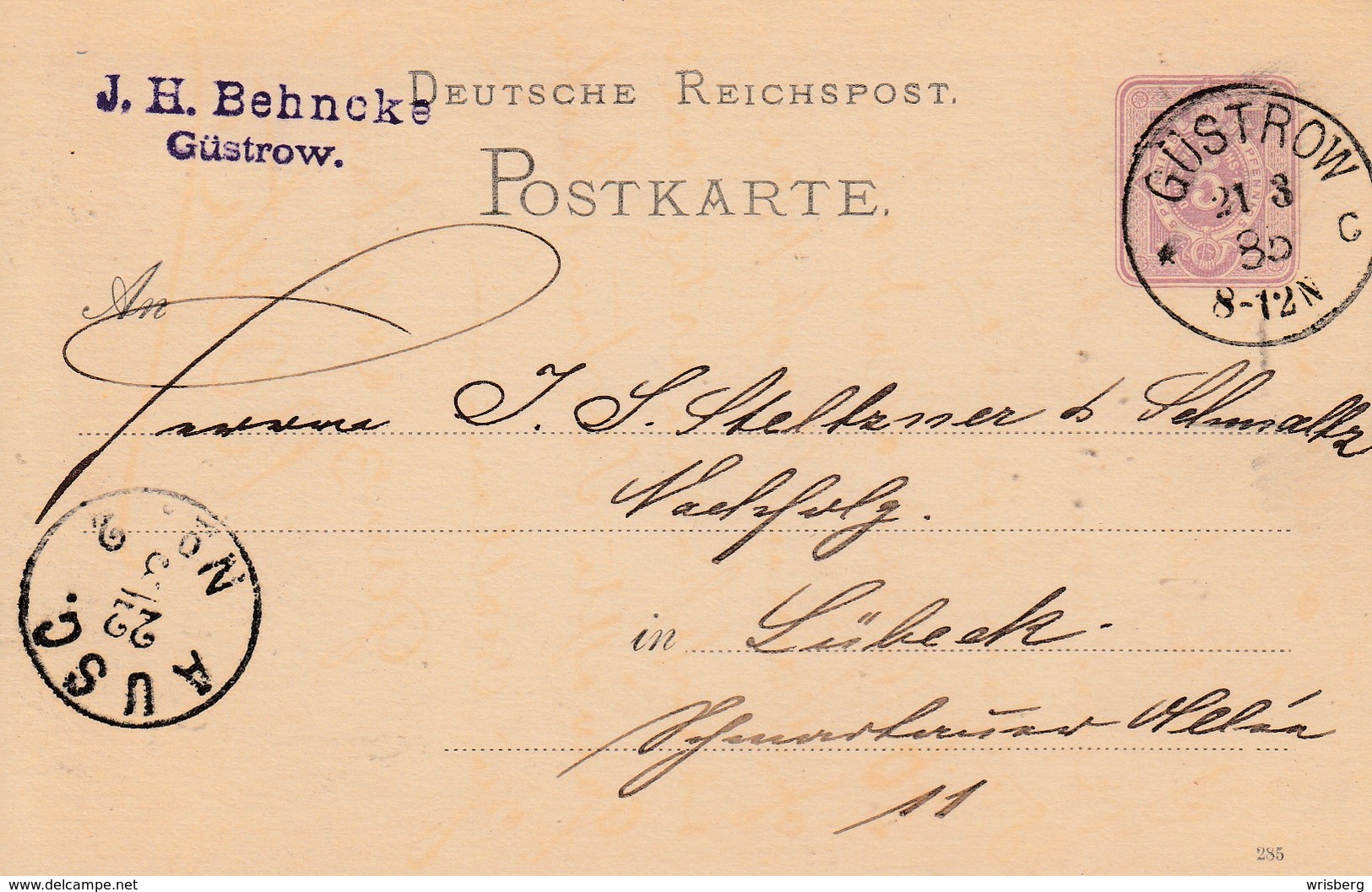 EP Michel P 10 Obl GÜSTROW. Du 21.3.85 Adressé à Lübeck - Lettres & Documents