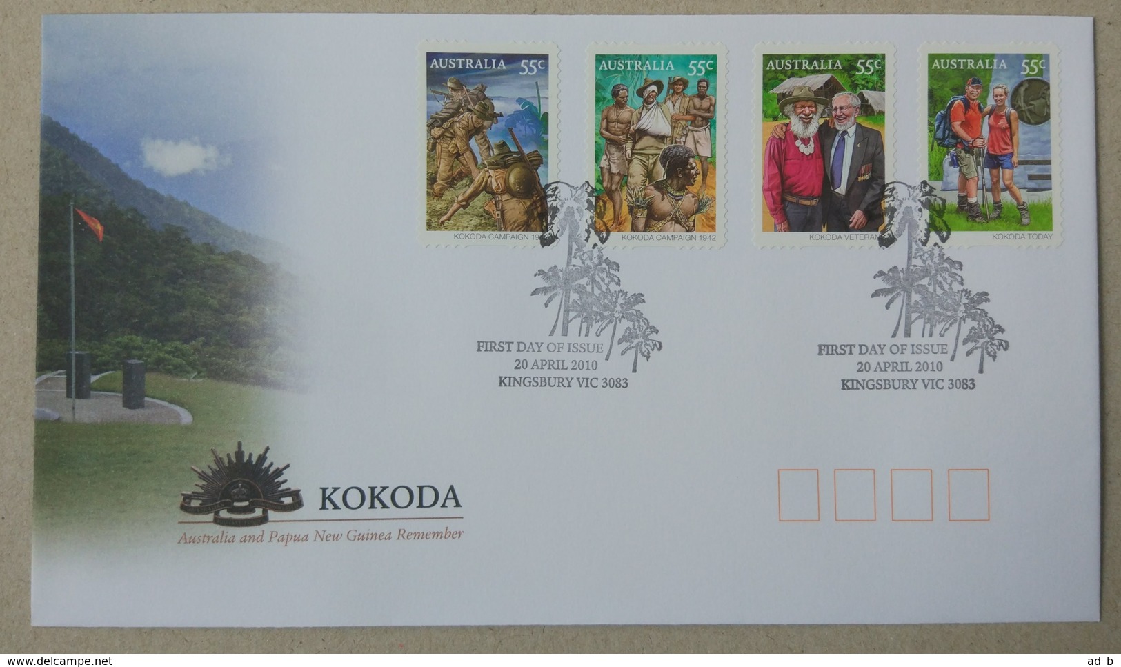 Australia 2010. Kokoda. Set Of 3 FDCs - Primo Giorno D'emissione (FDC)