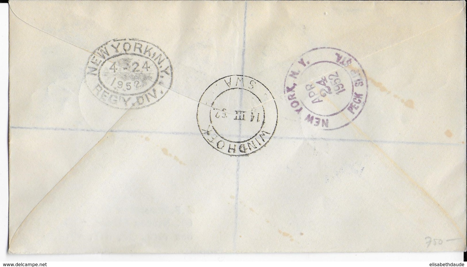 SWA - 1952 - SERIE COMPLETE YVERT N° 227/231 Sur ENVELOPPE RECOMMANDEE De WINDHOEK => NEW-YORK (USA) - - Zuidwest-Afrika (1923-1990)