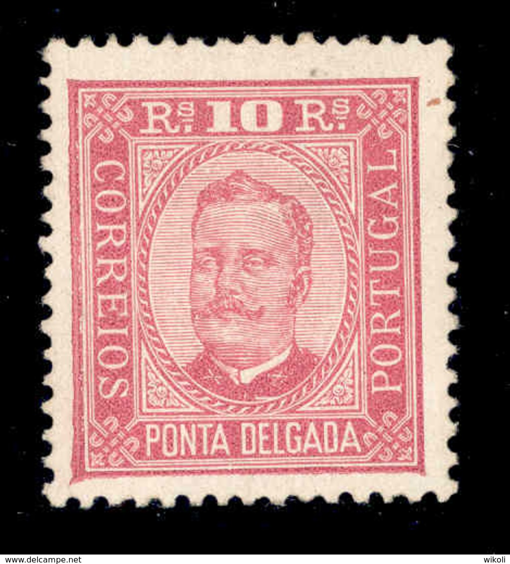 ! ! Ponta Delgada - 1892 D. Carlos 10 R (Perf 12 3/4) - Af. 02 - No Gum - Ponta Delgada