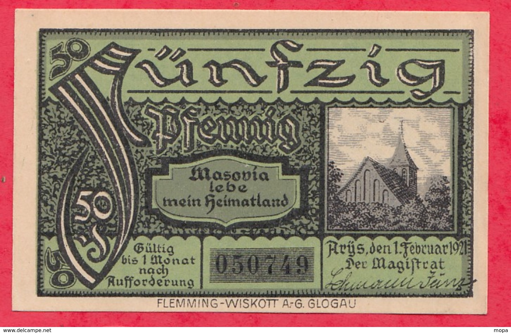 Allemagne 1 Notgeld De 50 Pfenning  Stadt Arys Dans L 'état  N °3877 - Collections