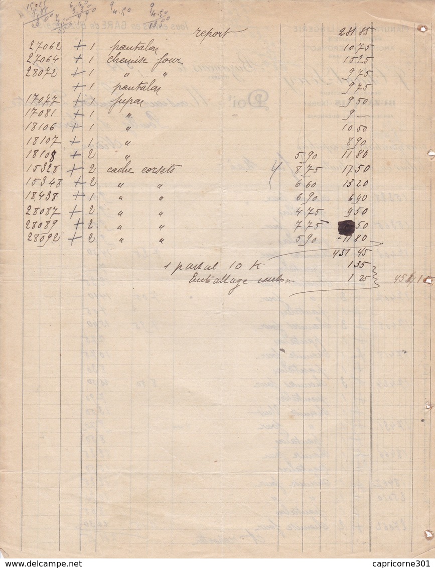 R36500.Buzançais MJ CHAREL LEROY Manufacture De Lingerie Pour Saintier Dutartre  à Pouilly/Loire 1918 - 1900 – 1949