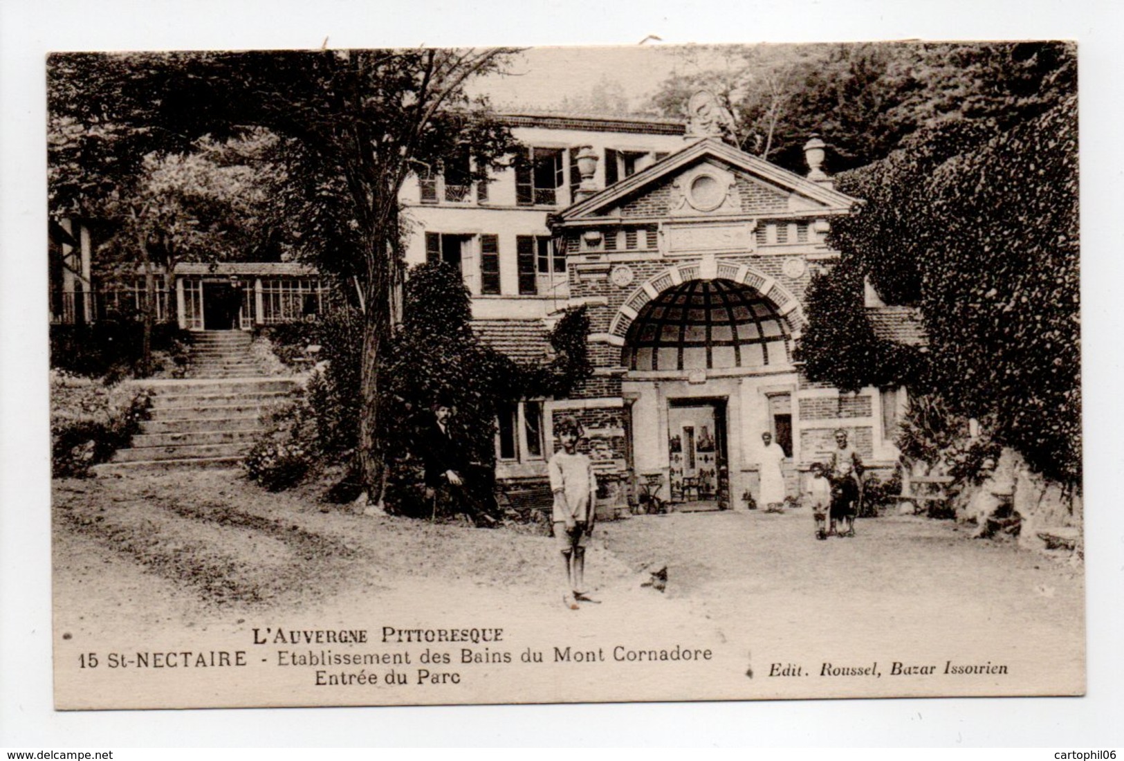- CPA SAINT-NECTAIRE (63) - Etablissement Des Bains Du Mont Cornadore 1920 - Entrée Du Parc (avec Personnages) - - Saint Nectaire