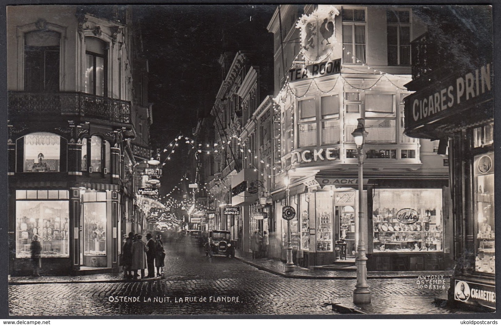 CPA -  Belgique, OSTENDE / OOSTENDE, La Nuit, La Rue De Flandre, Carte Photo, Antony - Oostende