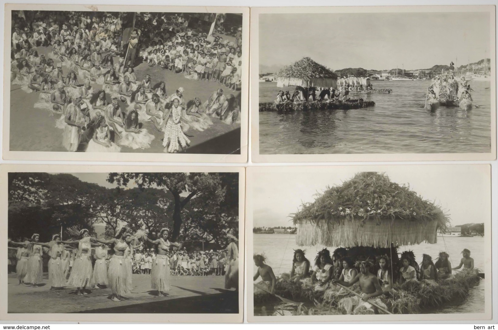 4 CPA Photo N.b TAUTIRA TAHITI Concours De Pirogues Fleuries Et Danseuses De Tahiti Vers 1930 - Polinesia Francesa