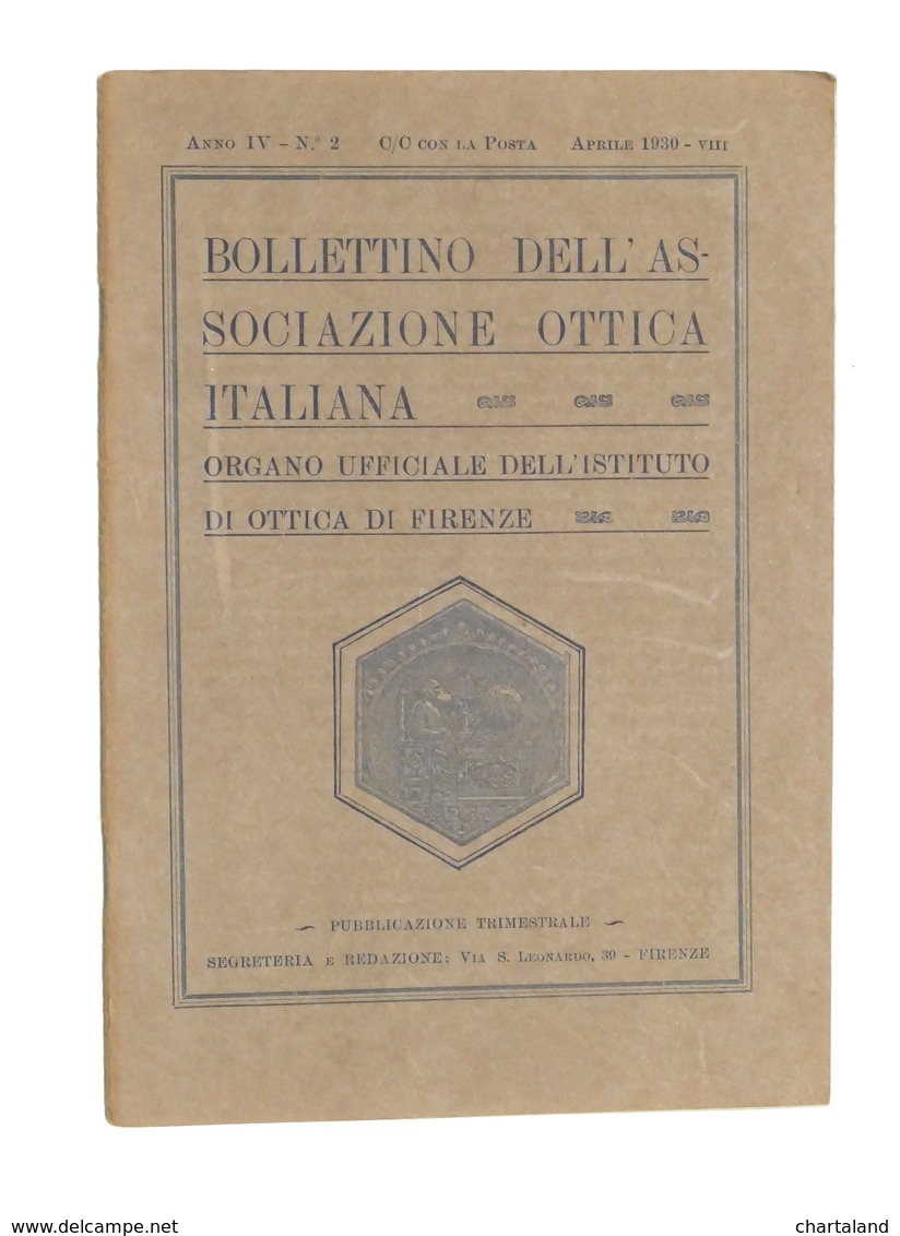 Scienza Tecnica - Bollettino Associazione Ottica Italiana - N. 2 - Aprile 1930 - Non Classificati