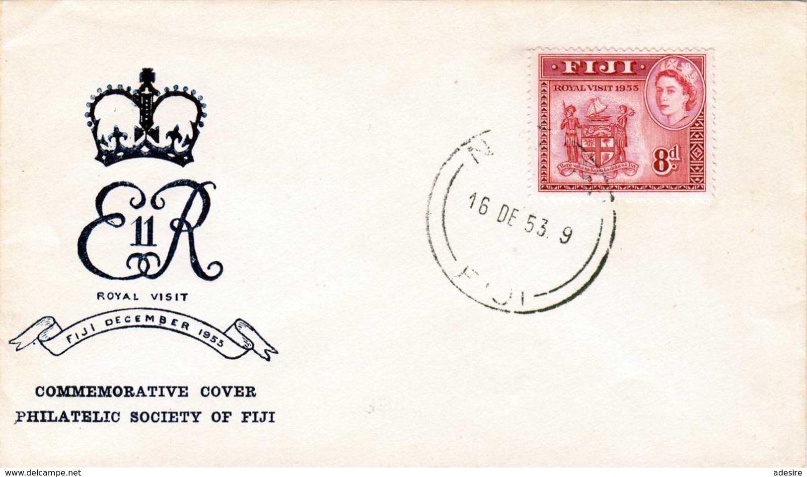 FIJI 1953 - 8 D Auf Brief Mit Stempel Fiji - Sonstige - Ozeanien