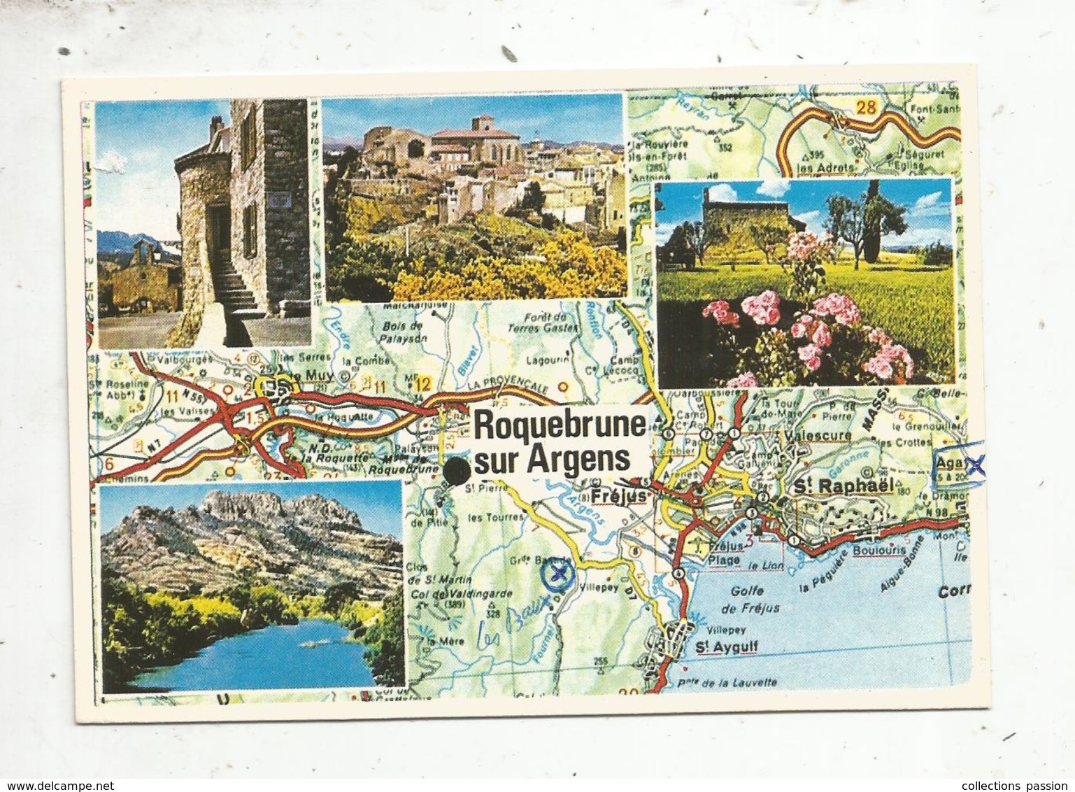 Cp, 83, ROQUEBRUNE SUR ARGENS ,  Carte Géographique ,multi Vues ,voyagée 1986, Ed. Combier - Roquebrune-sur-Argens