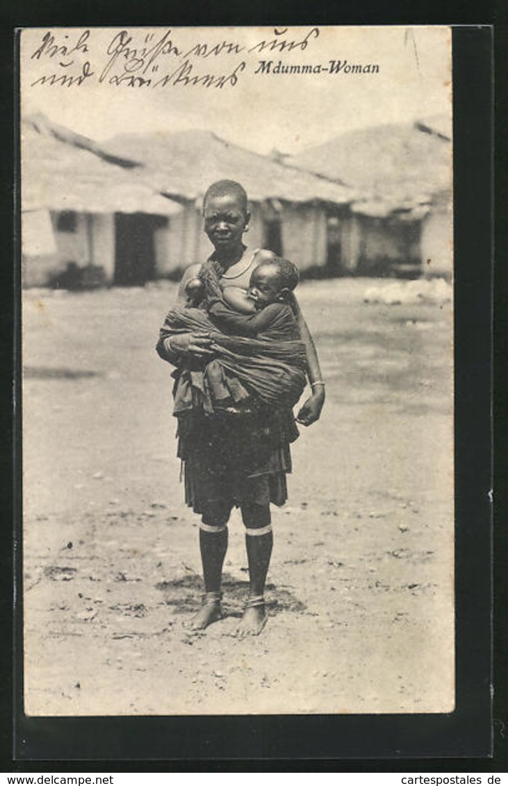 CPA Afrikanische Frau Avec Kind Im Schultertuch, Mdumma-Woman, Afrikanische Volkstypen - Zonder Classificatie