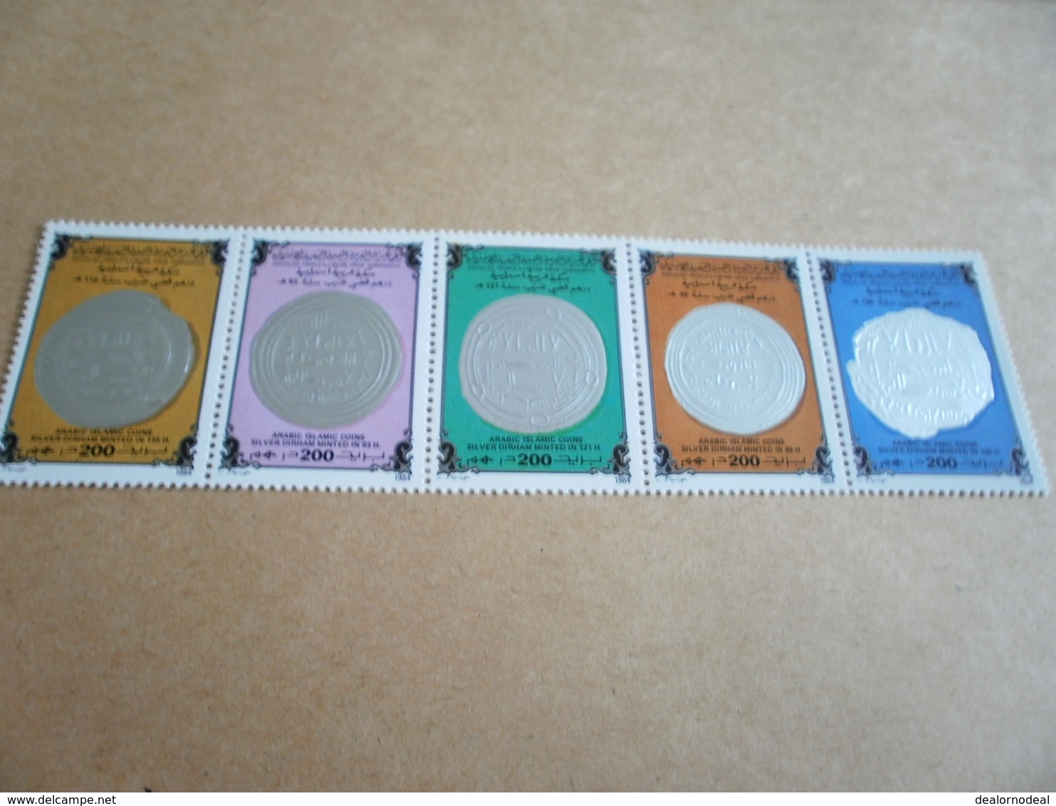 Libya Strip Of 5 Stamps - Arabic-Islamic Coins 1984 - Libya