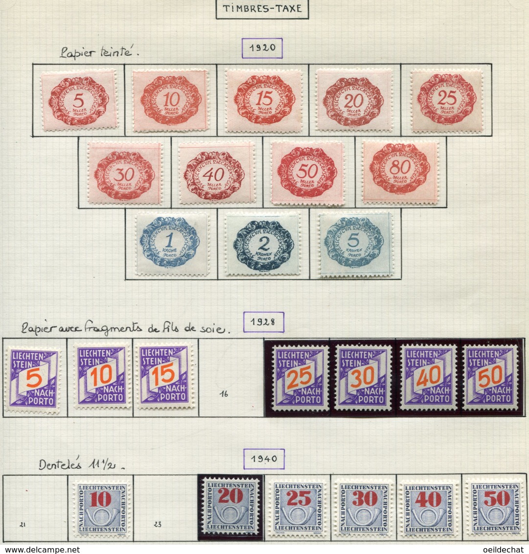 13049 LIECHTENSTEIN Collection Vendue Par Page  Taxe N° 1/12, 13/5, 17/20, 22, 24/8 *   1920- 40  TB/TTB - Impuesto