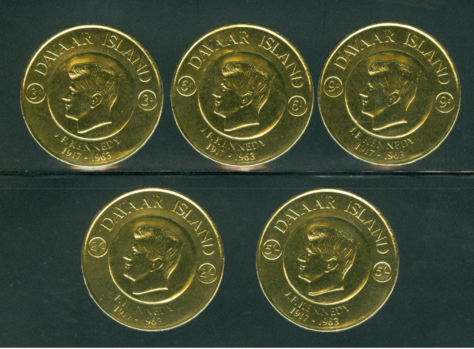 Davaar Island, Scotland, John F. Kennedy Gold Foil Set/5, Mint NH - Kennedy (John F.)