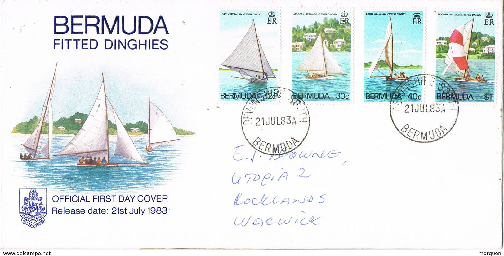 32932. Carta F.D.C. DEVONSHIRE SOUTH (Bermuda) 1983. Ships, Barcos Vela. Fitted Dinghies - Bermuda