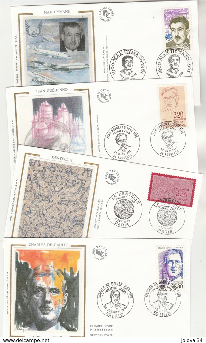 France Lot 21enveloppes  FDC Sur Soie 1990  - 6 Scan - 1990-1999