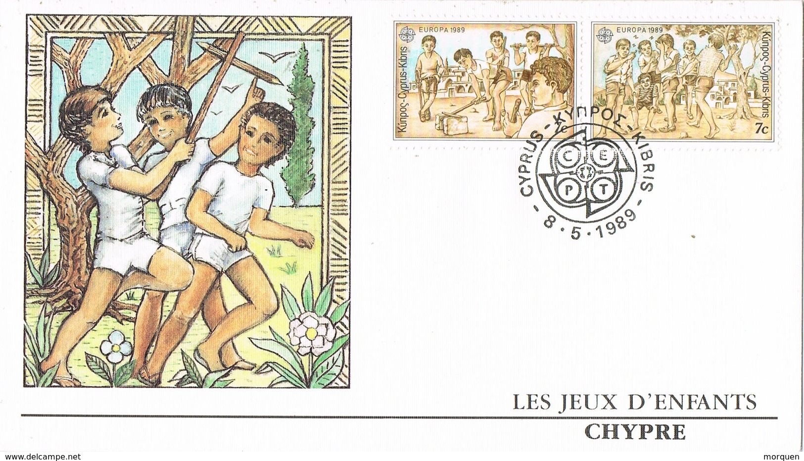 32934. Carta F.D.C. CHIPRE 1989. Theme EUROPA. Jeux D'enfants - Cartas