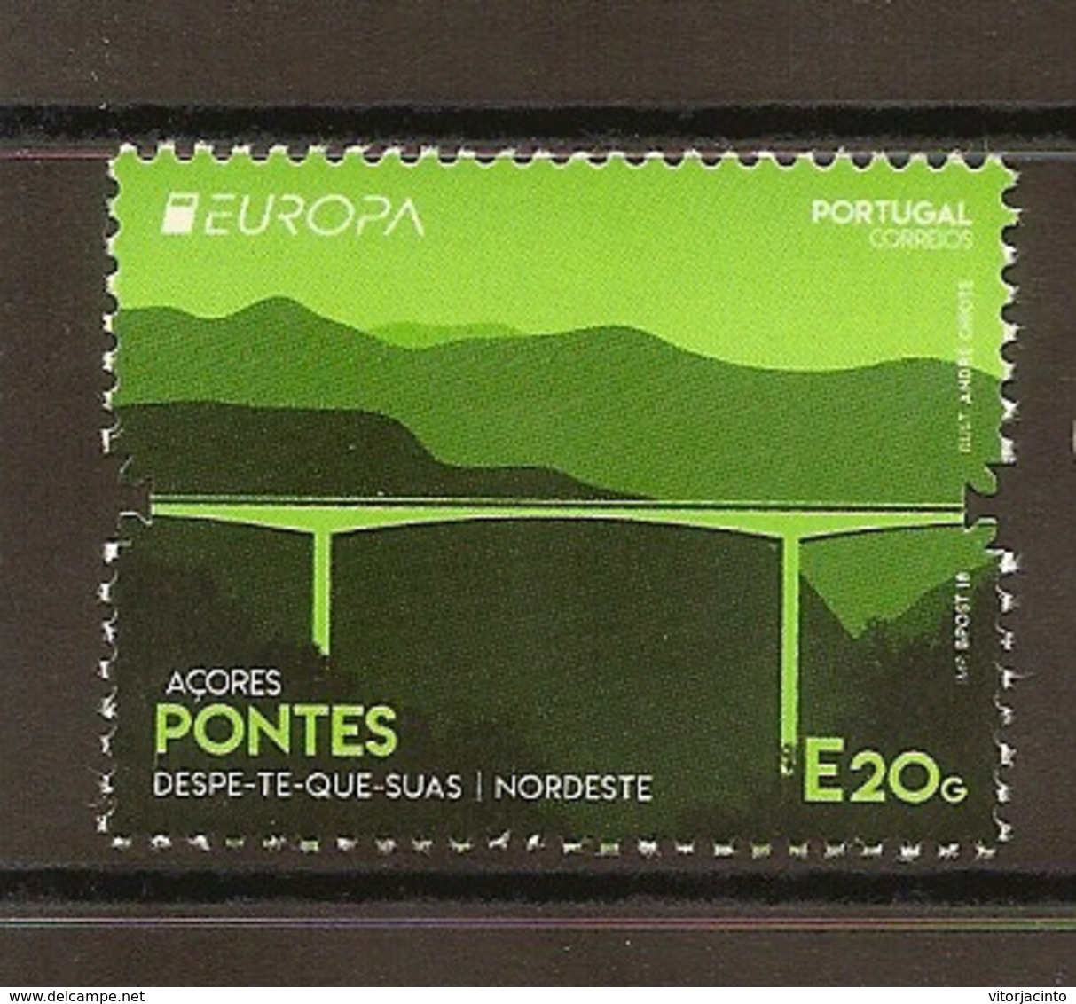 EUROPA Bridges 2018 - PORTUGAL (Azores) - Souvenir Sheet Printed Color Proof + Real Stamp - Ponts