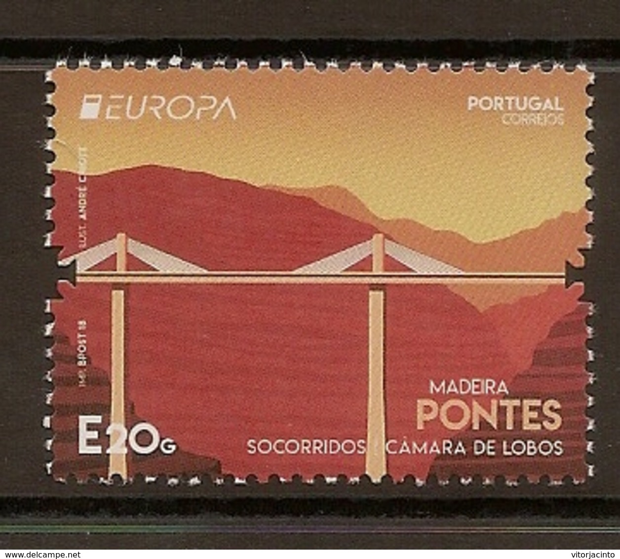 EUROPA Bridges 2018 - PORTUGAL (Madeira) - Souvenir Sheet Printed Color Proof + Real Stamp - Ponts