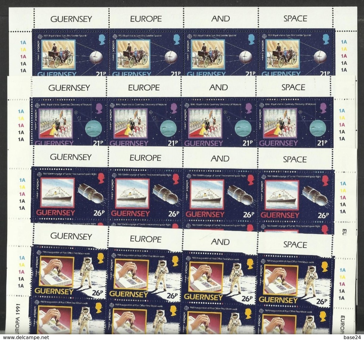 1991 Guernsey EUROPA CEPT EUROPE 20 Serie Di 4v. In 4 Minifogli MNH** Minisheets - 1991