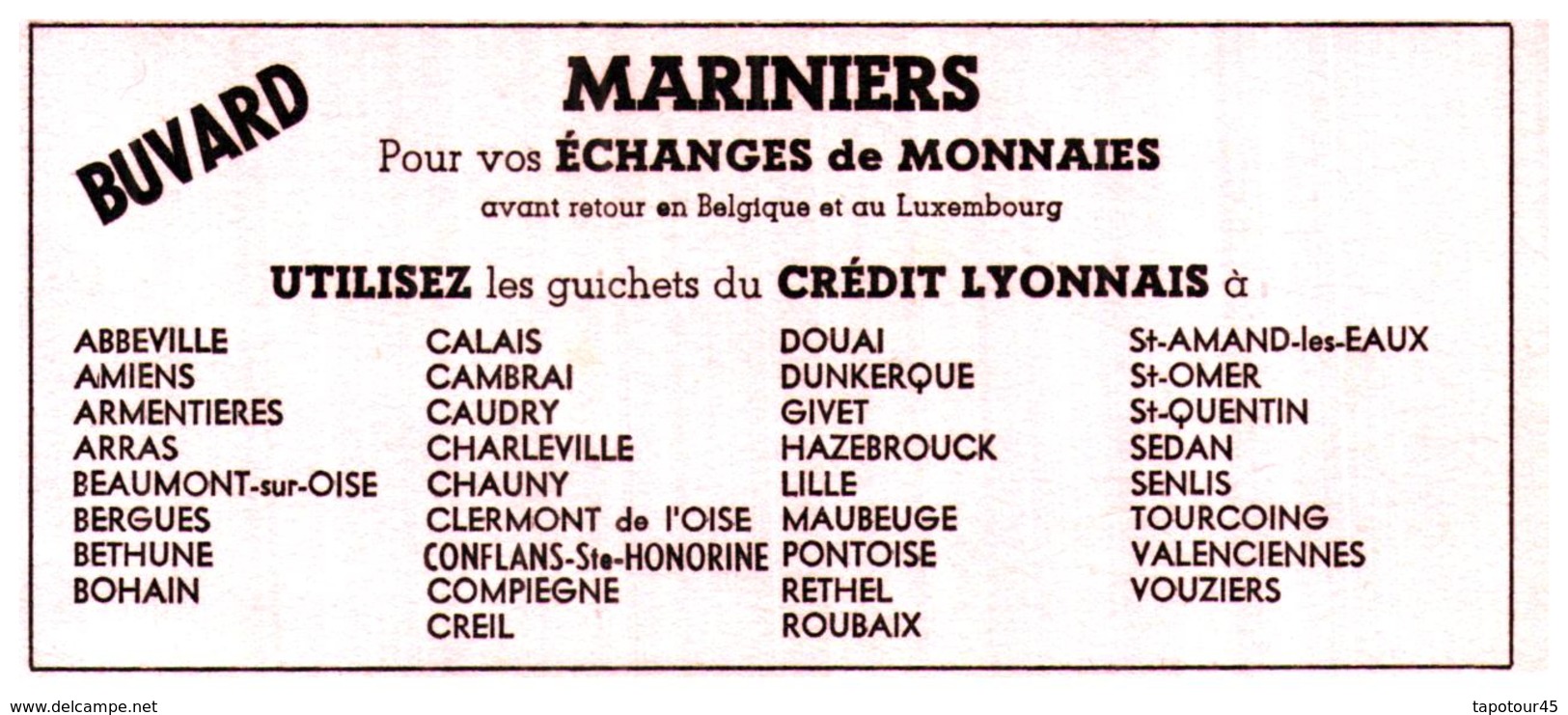 ÉM M/Buvard Échanges De Monnaies "Mariniers" (Format 17 X 7.5) (N=1) - E